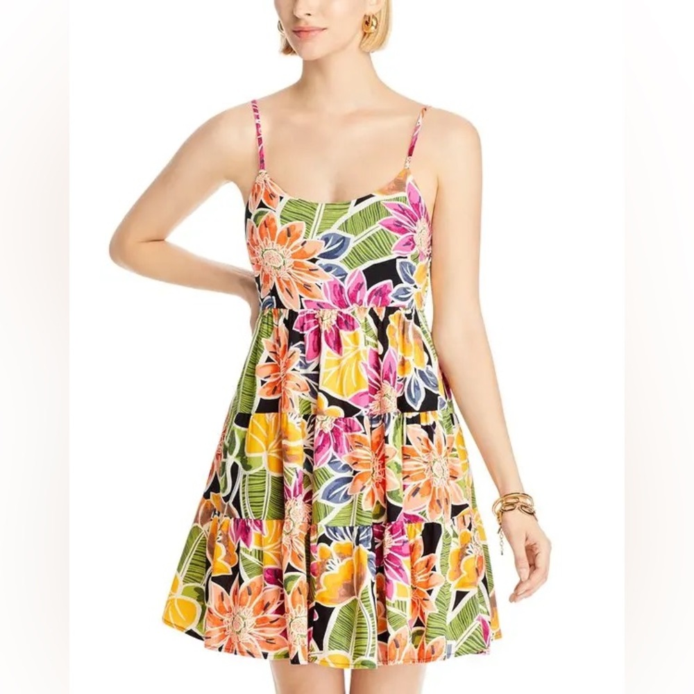 Aqua Floral Swing Mini Dress